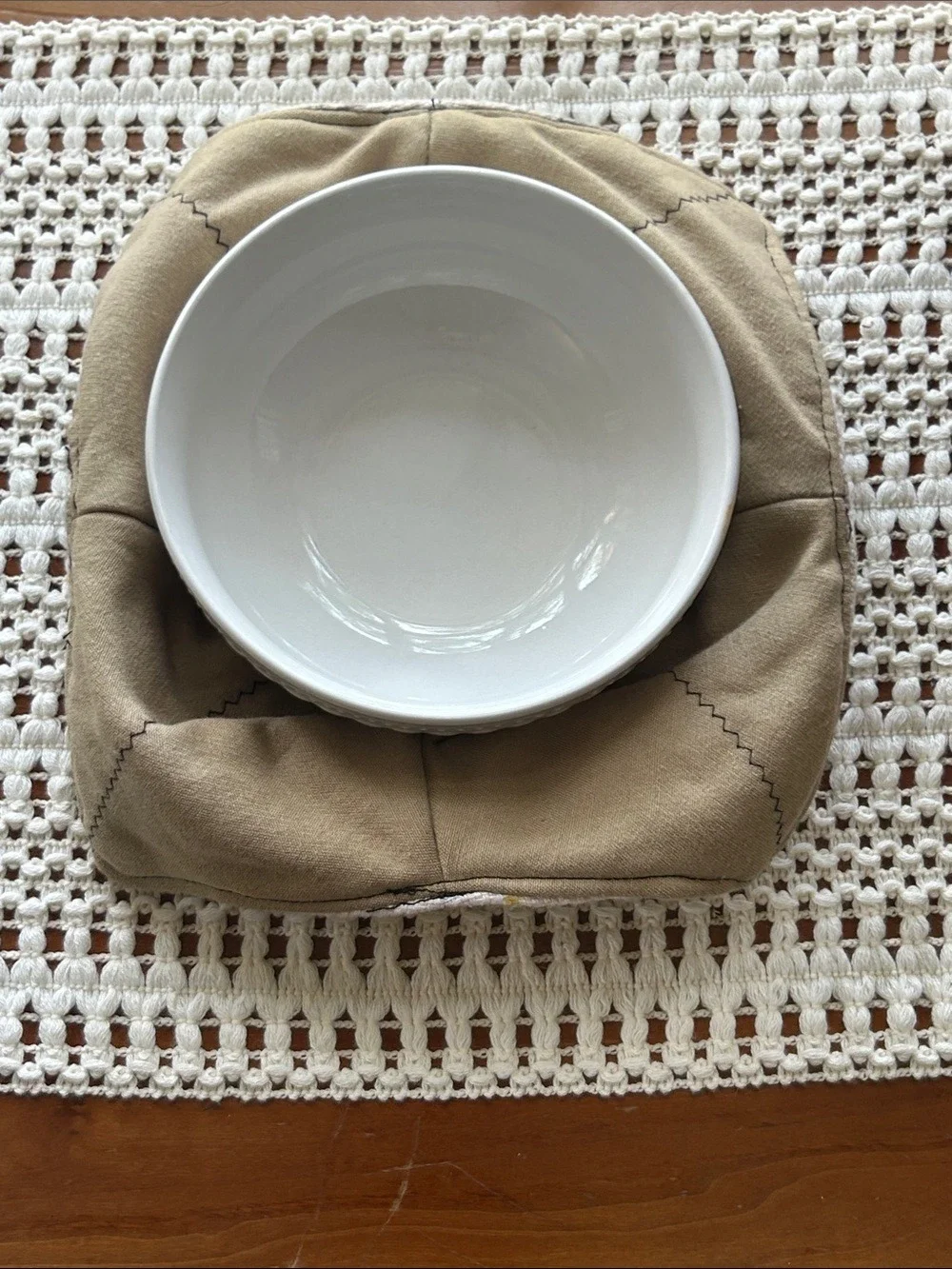 Bowl Cozy Set of 2 Hot Cold Kitchen Linens Handmade Gray Yellow Green Black